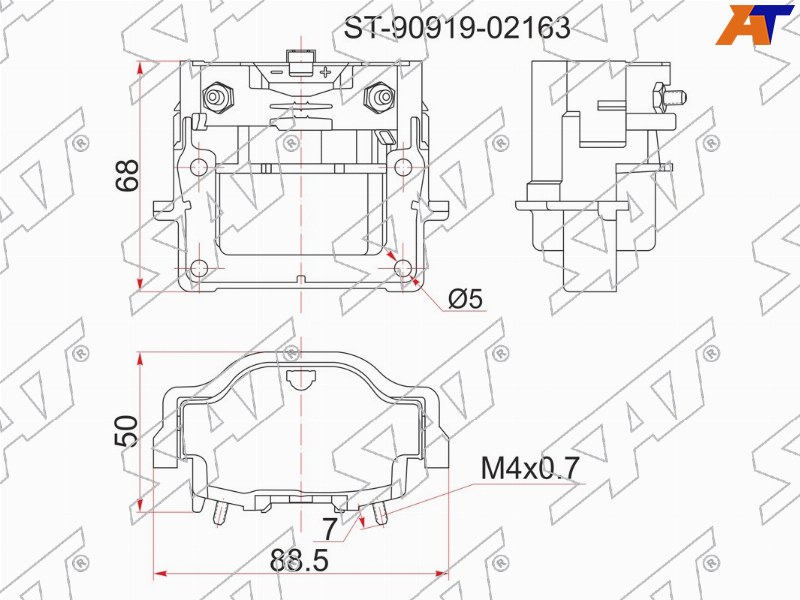 Катушка зажигания TOYOTA 3S-FE -96 ST19# /ST20# /SV4#, 4A /7A-FE -96 AT19#, 3RZ-FE 95- RZJ9# /RZN18#