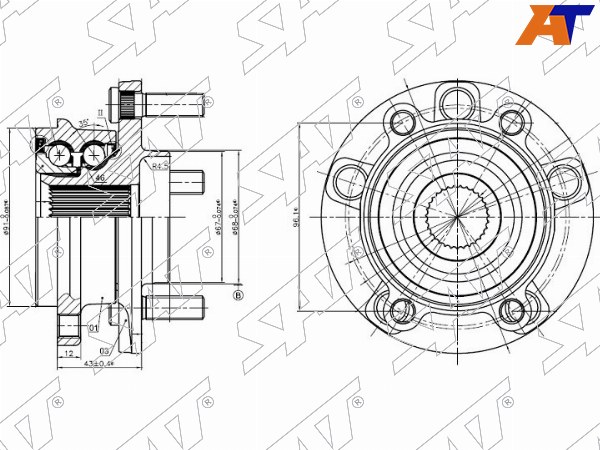 Ступичный узел Mazda CX-5 11-15  / 3 13-19 (Справа=Слева / Спереди)