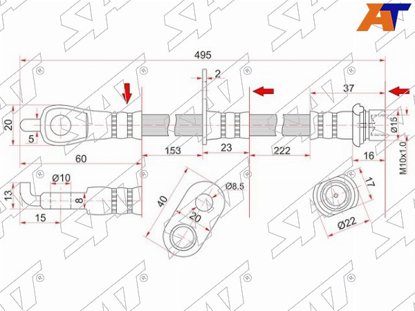 Шланг тормозной передний (Таиланд) TOYOTA CAMRY /LEXUS ES240 /350 06- RH