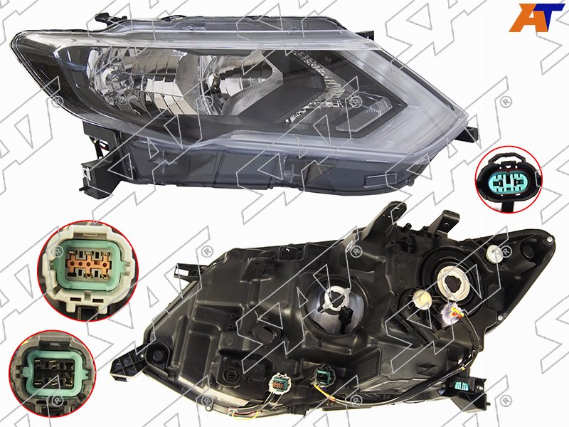 Фара Nissan X-Trail 17-22 (Справа / Галоген / ДХО / С электрокорректором)