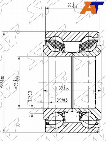 Подшипник передней ступицы Nissan March 92-02 / Cube 98-02