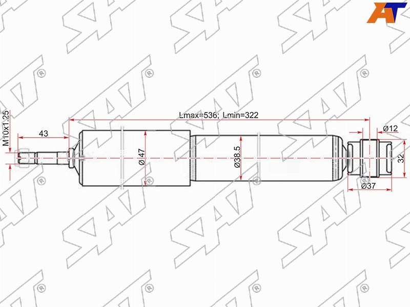 Амортизатор Toyota Hiace 89-04 / Lite Ace 85-96 (Сзади / Справа=Слева)