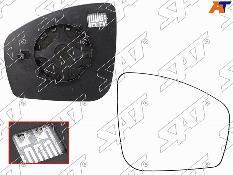 Полотно зеркала Nissan Almera 12-19 (Справа / Обогрев)