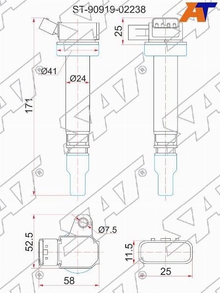 Катушка зажигания TOYOTA 2ZZ-GE 01- ZZE12# /ZZE13#