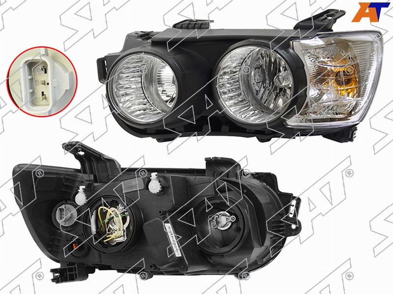 Фара Chevrolet Aveo 11-15 (Слева / Галоген / С электрокорректором / окантовка черная)