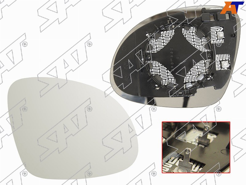 Полотно зеркала Volkswagen Tiguan 06-17  / Skoda Yeti 09-18 (Справа / Обогрев / асферическое)