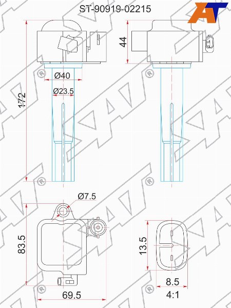 Катушка зажигания TOYOTA 1MZ-FE /2MZ-FE MCV2# 96-01 /1MZ-FE MCX10 96- (3)