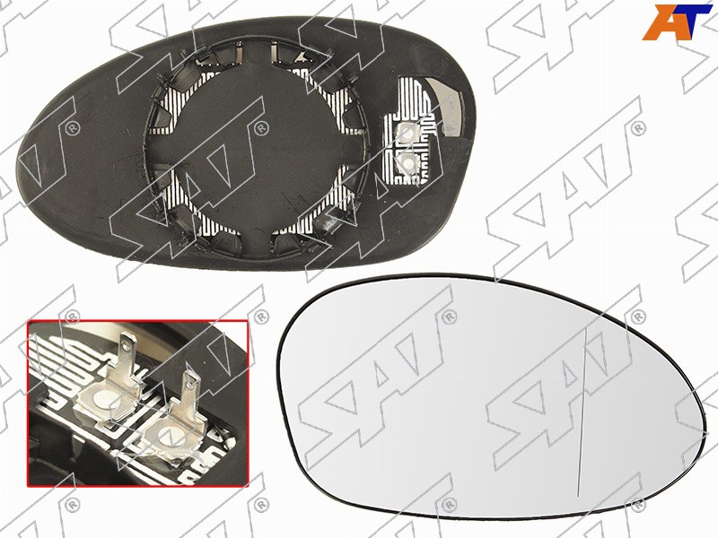 Полотно зеркала BMW 1-Series 04-07  / 3-Series 05-10 (Справа / Обогрев / асферическое)