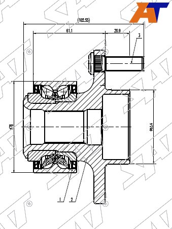 Ступичный узел Ford Focus 04-11 / Mondeo 03-10 (ABS / Справа=Слева / Спереди)