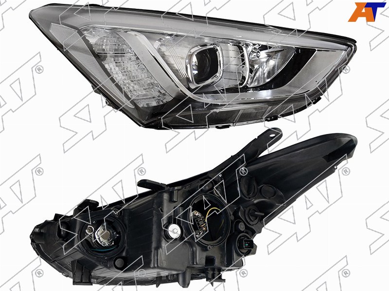 Фара Hyundai Santa Fe 12-15 / Grand Santa Fe 13-16 (Справа / Галоген / ДХО / С электрокорректором)