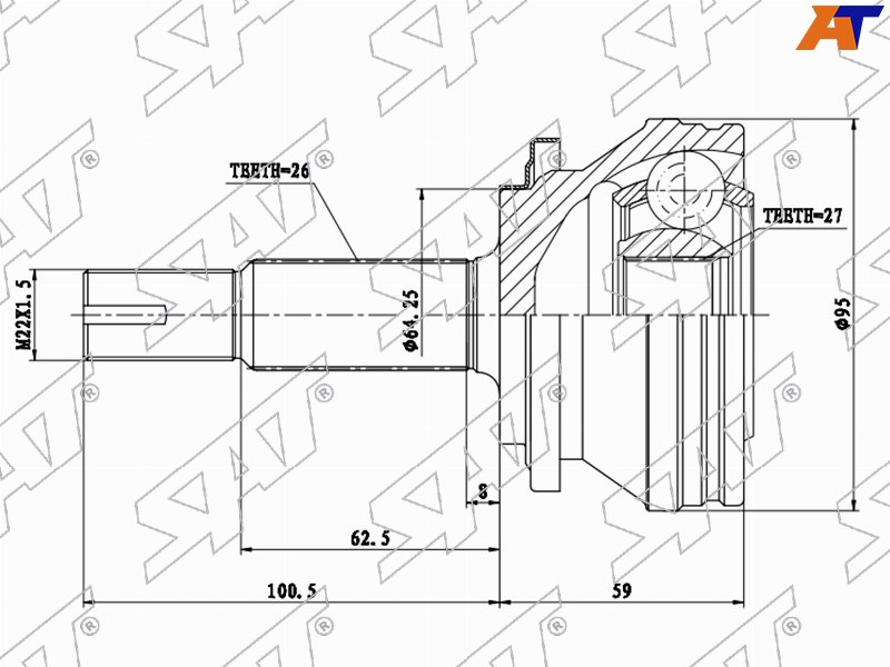 Шрус (Спереди / Наруж) Toyota Harrier (XU60) 13-20  / RAV4 05-