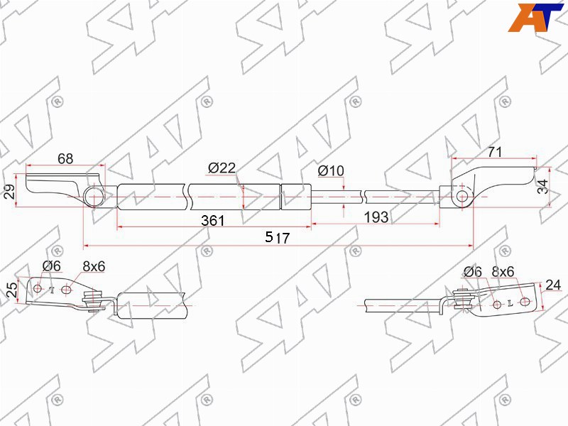 Амортизатор крышки багажника Mazda Premacy 99-05 (Слева)