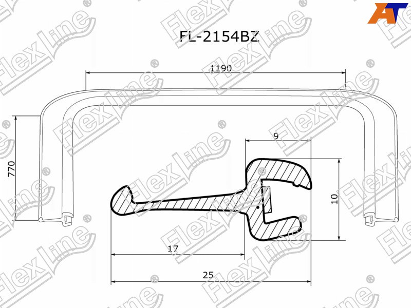 Молдинг лобового стекла (П-образный) Subaru Legacy 98-03  / Outback 98-03