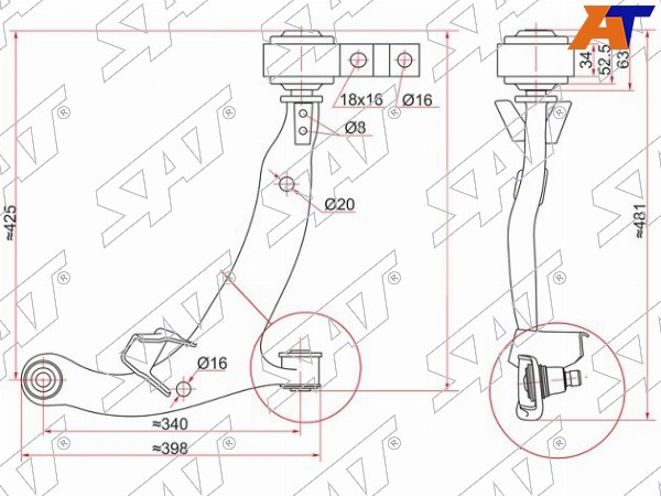 Рычаг нижний с шаров. NISSAN TEANA 03-08 RH