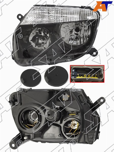 Фара Renault Duster 10-15 (Слева / Галоген / Ручная регулировка / Чёрная)