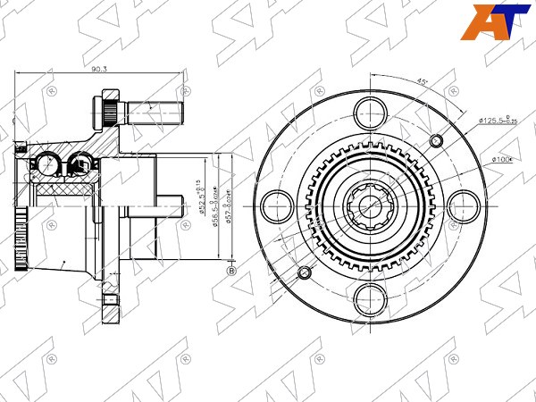 Ступичный узел Chevrolet Aveo 02-11 / Daewoo Kalos 02-08 (ABS / Справа=Слева / Сзади)
