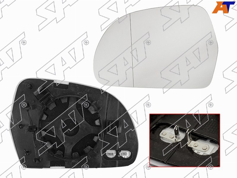 Полотно зеркала Audi A3 08-13  / A4 08-12 (Слева / Обогрев / сферическое)