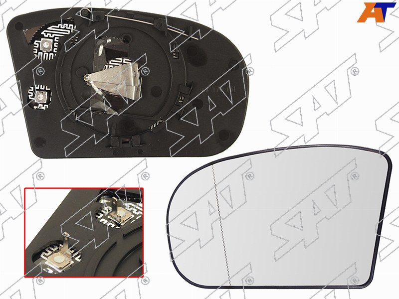 Полотно зеркала Mercedes-Benz C-Class 00-08 / E-Class 02-06 (Слева / Обогрев / асферическое)
