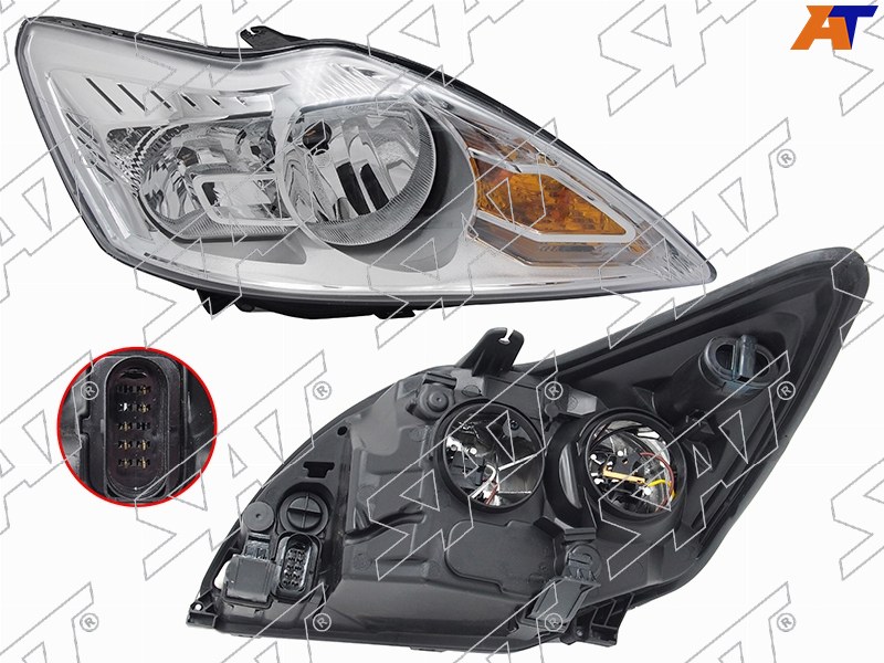 Фара Ford Focus 07-11 (Справа / Галоген / Ручная регулировка)