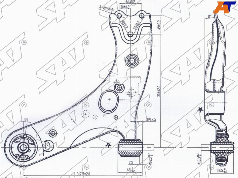 Рычаг подвески Toyota Corolla (E150,E180) 06-19 / Prius Alpha 11-21 (Спереди / Слева)