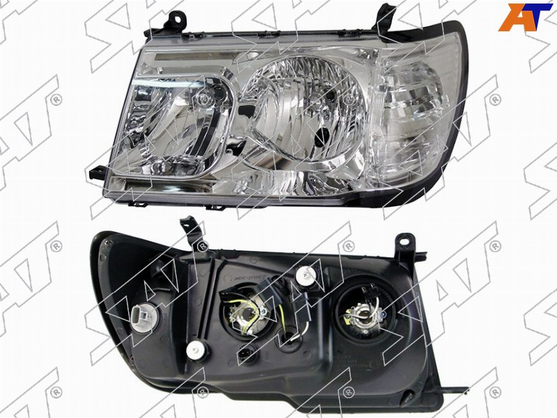 Фара Toyota Land Cruiser (J100) 98-02 (Слева / Галоген / Ручная регулировка / Цельная)