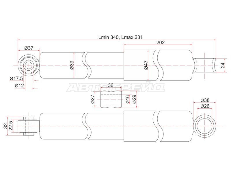 Амортизатор Toyota Dyna 95- / ToyoAce 99- (Сзади / Справа=Слева)