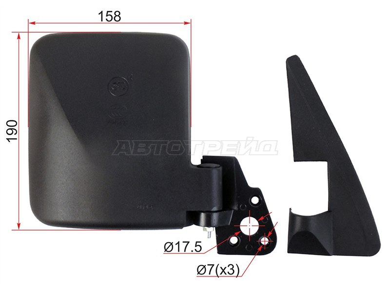 Зеркало (TOYOTA HIACE /DYNA (190x158 SR1200))