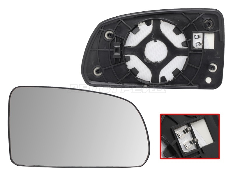 Полотно зеркала Kia Rio 05-09 (Справа / Обогрев)