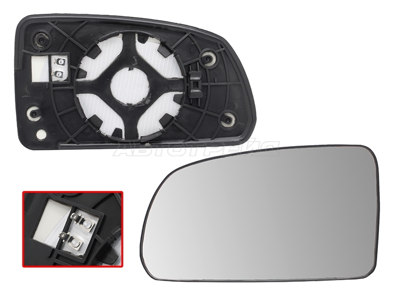 Полотно зеркала Kia Rio 05-09 (Слева / Обогрев)