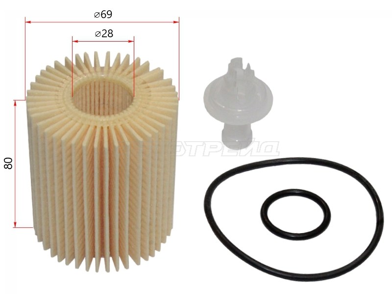 Фильтр масляный (Картридж) TOYOTA AVENSIS,AURIS,LEXUS LS460 1-2TRFE, 3-4GRFE 06-