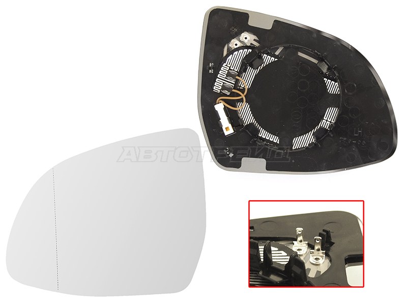 Полотно зеркала BMW X3 14-17  / X5 13-18 (Слева / Обогрев / асферическое)