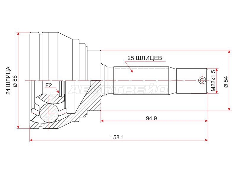 Шрус (Спереди / Наруж) Mitsubishi Emeraude 92-96  / Eterna 92-96